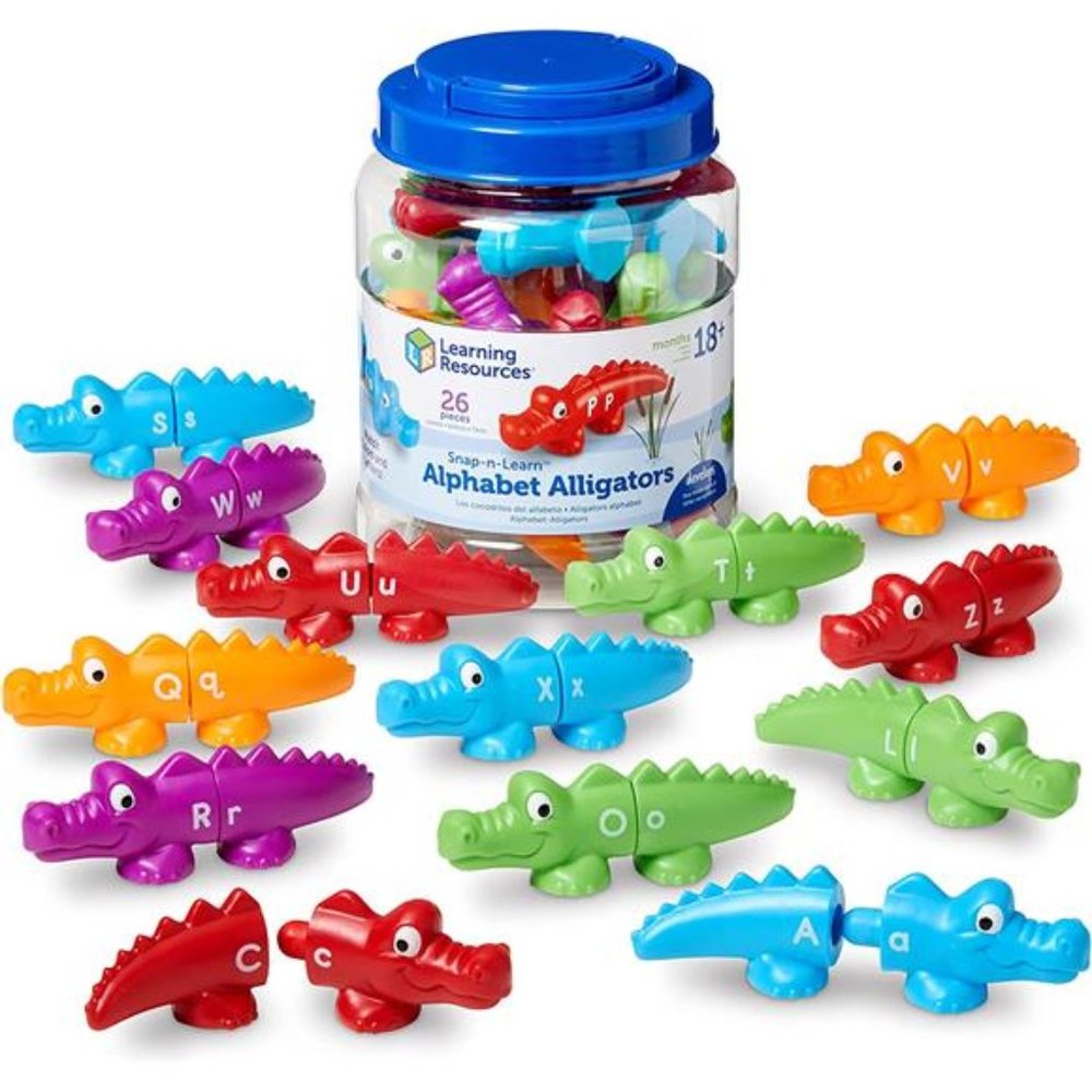 Snap-n-Learn Alphabet Alligator -26 Double-Sided Pieces, Ages 18+ Months Toddler